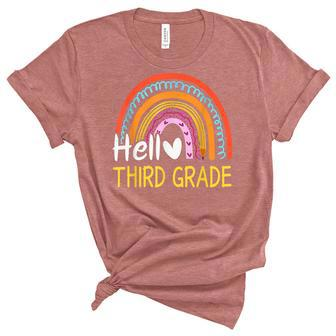 Hello Third Grade Team 3Rd Grade Back To School Rainbow Kids Unisex Crewneck Soft Tee - Seseable