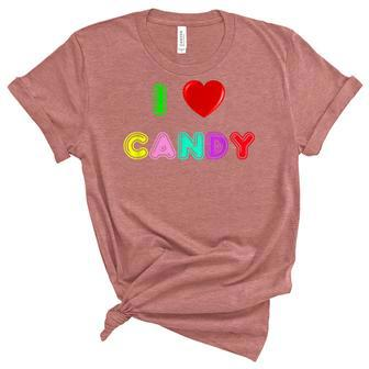 I Love Candy Halloween Colorful Sweets Sweet Tooth Unisex Crewneck Soft Tee - Seseable