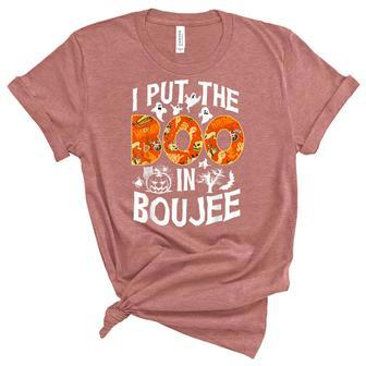 I Put The Boo In Boujee Happy Halloween Unisex Crewneck Soft Tee - Seseable