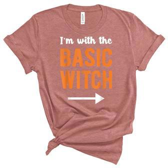 Im With The Basic Witch Matching Couple Halloween Costume Unisex Crewneck Soft Tee - Seseable