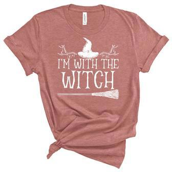 Im With The Witch For A Couples Halloween Witches Unisex Crewneck Soft Tee - Seseable