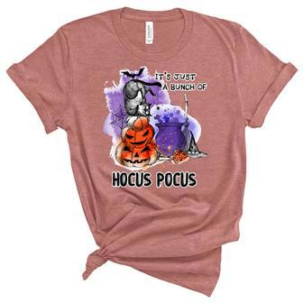 Its Just A Bunch Of Hocus Pocus Cute Cat Halloween Unisex Crewneck Soft Tee - Seseable