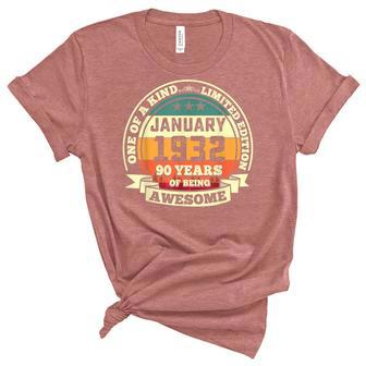 January 1932 90Th Birthday Gift 90 Years Of Being Awesome Unisex Crewneck Soft Tee - Seseable