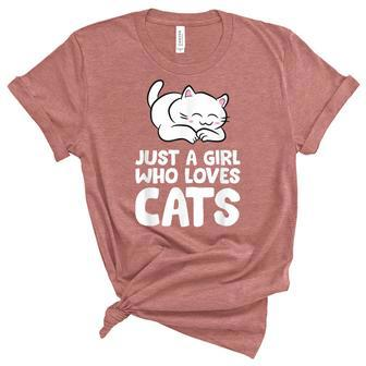 Just A Girl Who Loves Cats Unisex Crewneck Soft Tee - Seseable