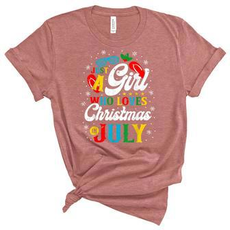 Just A Girl Who Loves Christmas In July Women Girl Beach Unisex Crewneck Soft Tee - Seseable