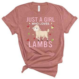 Just A Girl Who Loves Lambs Cute Women Girls Lambs Unisex Crewneck Soft Tee - Seseable