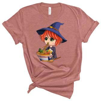 Kawaii Japanese Anime Witch Halloween Ramen Food Lovers Unisex Crewneck Soft Tee - Seseable