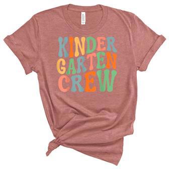 Kids Groovy Kindergarten Crew Kinder Squad Teacher Kid Girl Unisex Crewneck Soft Tee - Thegiftio