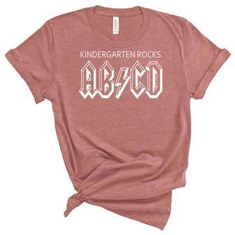 Kindergarten Rocks Abcd Teacher Kid Back To School On Back Women's Short Sleeve T-shirt Unisex Crewneck Soft Tee - Thegiftio UK