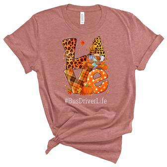 Leopard Love Gnome Fall Pumpkin Bus Driver Life Thanksgiving V2 Unisex Crewneck Soft Tee - Seseable