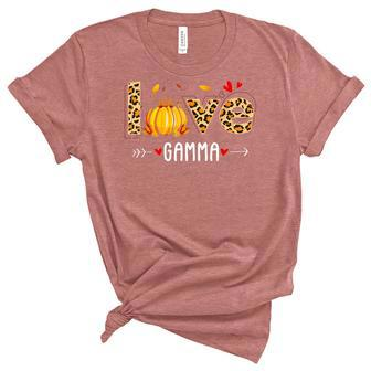 Love Gamma Leopard Print Pumpkin Halloween Cute Grandma Unisex Crewneck Soft Tee - Seseable