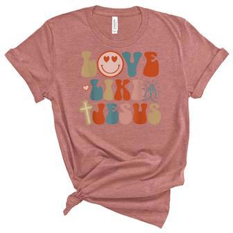 Love Like Jesus Religious God Christian Words On Back Unisex Crewneck Soft Tee - Thegiftio UK