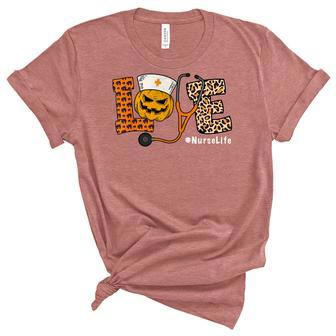 Love Nurse Life Pumpkin Leopard Funny Scary Halloween 2021 Unisex Crewneck Soft Tee - Seseable