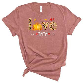 Love Yaya Leopard Print Pumpkin Halloween Cute Grandma Fall Unisex Crewneck Soft Tee - Seseable
