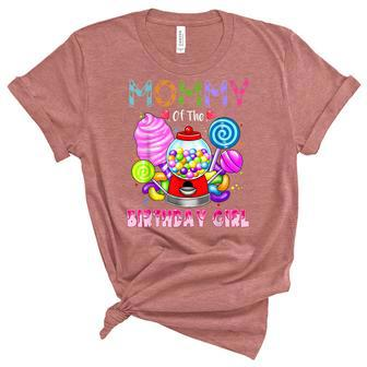 Mommy Of The Birthday Girl Candyland Candy Birthday Party Unisex Crewneck Soft Tee - Seseable