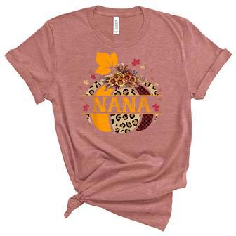 Nana Pumpkin Leopard Sunflower Halloween Unisex Crewneck Soft Tee - Seseable