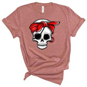 Pirate Dead With Eye Patch Red Bandana Halloween Diy Costume Unisex Crewneck Soft Tee - Seseable