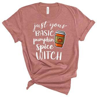 Pumpkin Spice Witch Funny Halloween Basic Witches Costume Unisex Crewneck Soft Tee - Seseable