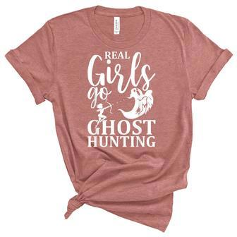 Real Girls Go Ghost Hunting Halloween Ghost Hunter Unisex Crewneck Soft Tee - Thegiftio UK