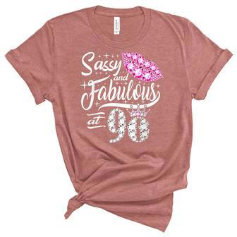 Sassy And Fabulous At 90 Years Old 90Th Birthday Crown Lips Unisex Crewneck Soft Tee - Seseable