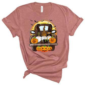 Scary Halloween Truck Gnomes Farmer Witch Pumpkin Costume Unisex Crewneck Soft Tee - Seseable
