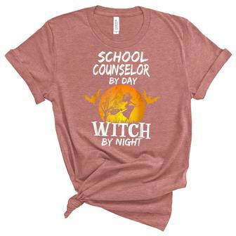 School Counselor By Day Witch By Night Halloween Counselor Unisex Crewneck Soft Tee - Seseable