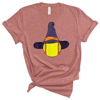 Softball Player Halloween Witch Hat Costume Halloween Party Unisex Crewneck Soft Tee - Seseable