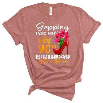 Stepping Into My 90Th Birthday Like A Queen For 90 Years Old Unisex Crewneck Soft Tee - Seseable