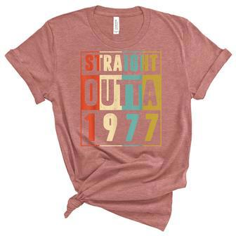 Straight Outta 1977 Vintage Graphic 45 Yrs Old 45Th Birthday Unisex Crewneck Soft Tee - Seseable