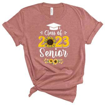 Sunflower Senior Mom 23 Graduation Senior 23 Class Of 2023 Unisex Crewneck Soft Tee - Thegiftio UK