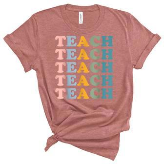 Teach Boho Teacher Crewneck Elementary School Teacher Women's Short Sleeve T-shirt Unisex Crewneck Soft Tee - Thegiftio UK