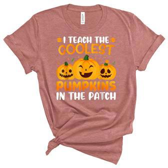 Teacher Halloween I Teach The Coolest Pumpkins In The Patch Women's Short Sleeve T-shirt Unisex Crewneck Soft Tee - Thegiftio UK
