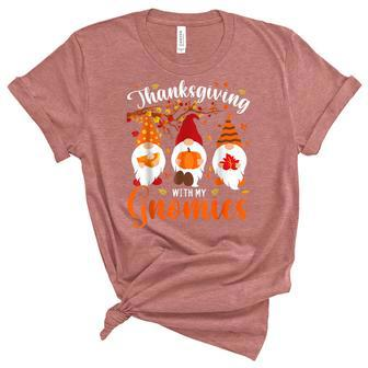Thanksgiving With My Gnomies Funny Autumn Gnomes Lover Women's Short Sleeve T-shirt Unisex Crewneck Soft Tee - Thegiftio UK