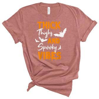 Thick Thighs And Spooky Vibes Spooky Vibes Halloween Unisex Crewneck Soft Tee - Seseable