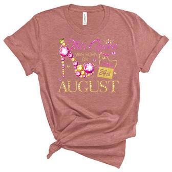 This Queen Was Born On August 24 24Th August Birthday Queen Unisex Crewneck Soft Tee - Seseable