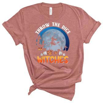 Throw The Dice Witches Bunco Party Funny Halloween Costume Unisex Crewneck Soft Tee - Seseable