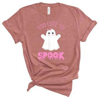 Too Cute To Spook Funny Halloween Ghost Unisex Crewneck Soft Tee - Thegiftio UK