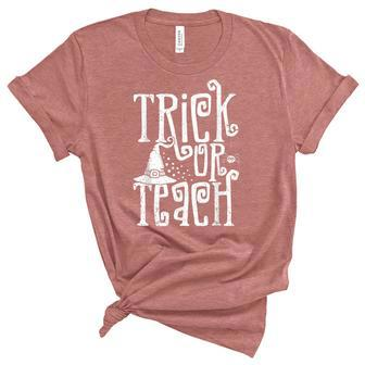 Trick Or Teach Funny Halloween Teacher Unisex Crewneck Soft Tee - Seseable