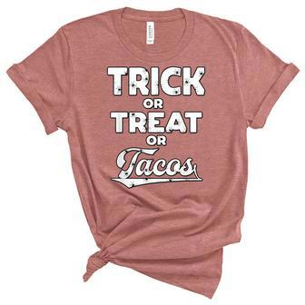 Trick Or Treat Or Tacos Halloween Costume Party Unisex Crewneck Soft Tee - Seseable