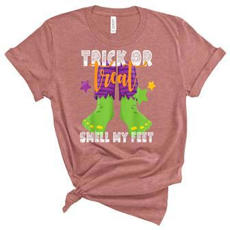 Trick Or Treat Smell My Feet Halloween Kids Funny Unisex Crewneck Soft Tee - Seseable