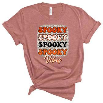 Vintage Leopard Spooky Vibes Funny Halloween Men Women Kids Unisex Crewneck Soft Tee - Thegiftio UK