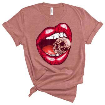 Vintage Lips Th Skeleton Scull Halloween Party Costume Unisex Crewneck Soft Tee - Seseable