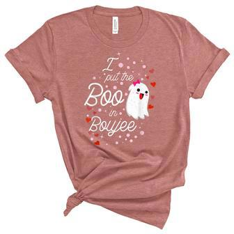 Witchy Saying Halloween Witch I Put The Boo In Boujee Unisex Crewneck Soft Tee - Seseable