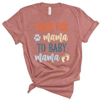 Womens From Fur Mama To Baby Mama Pregnant Cat Lover New Mom Mother V2 Unisex Crewneck Soft Tee - Seseable