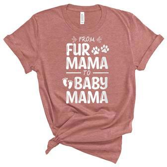 Womens From Fur Mama To Baby Mama Pregnant Cat Lover New Mom Mother V3 Unisex Crewneck Soft Tee - Seseable