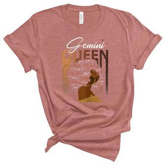 Womens Funny Gemini Girl Zodiac Birthday Pride Melanin Afro Queen Unisex Crewneck Soft Tee - Seseable