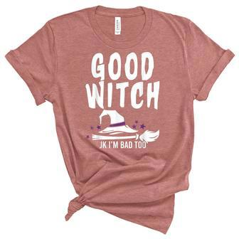 Womens Good Witch Just Kidding Halloween Funny Costume V2 Unisex Crewneck Soft Tee - Seseable