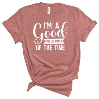 Womens Halloween Im A Good Witch Most Of The Time Unisex Crewneck Soft Tee - Seseable
