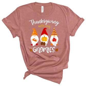 Womens Hangin Thanksgiving With My Gnomies Fall Funny Women's Short Sleeve T-shirt Unisex Crewneck Soft Tee - Thegiftio UK
