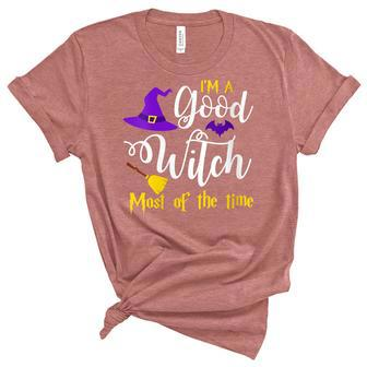 Womens Im A Good Witch Most Of The Time Funny Sayings Halloween Unisex Crewneck Soft Tee - Seseable